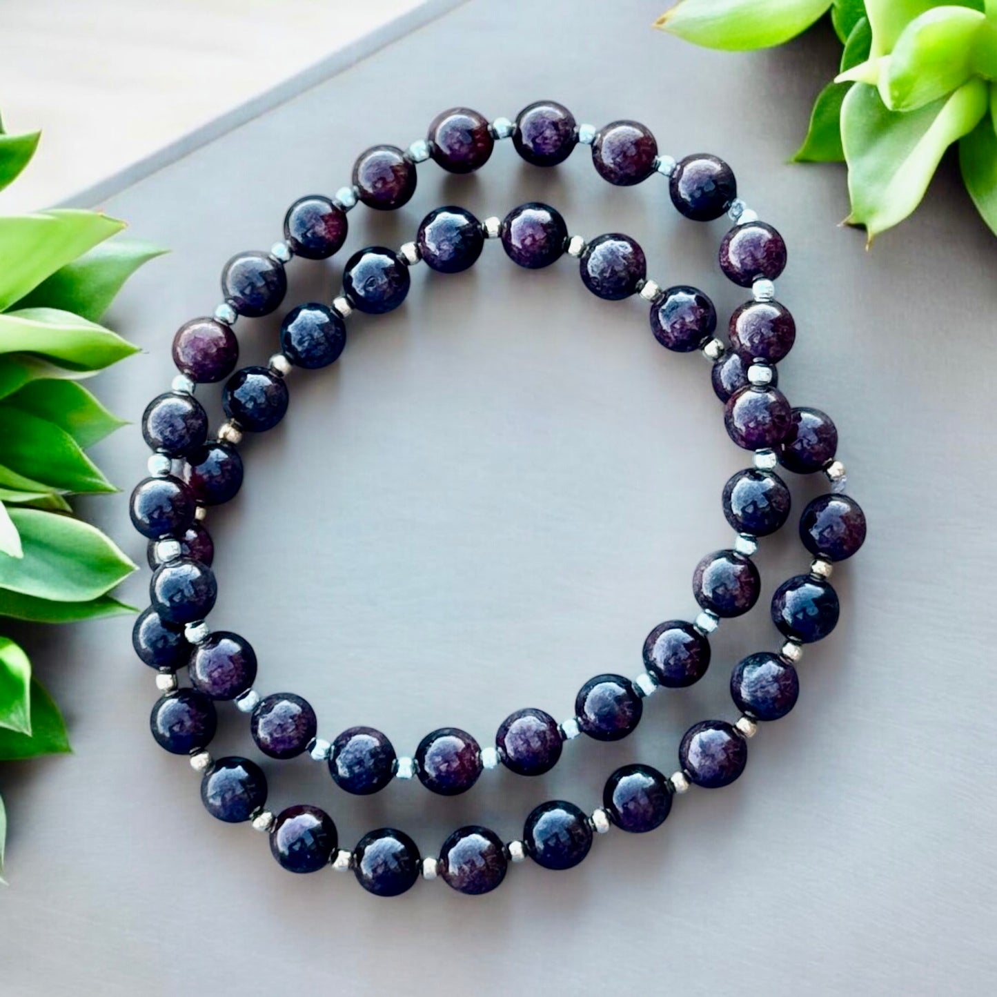 Garnet 6mm Beaded Stretch Bracelet