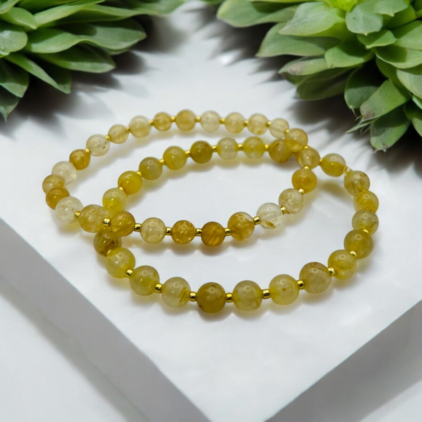 Citrine 6mm Beaded Stretch Bracelet