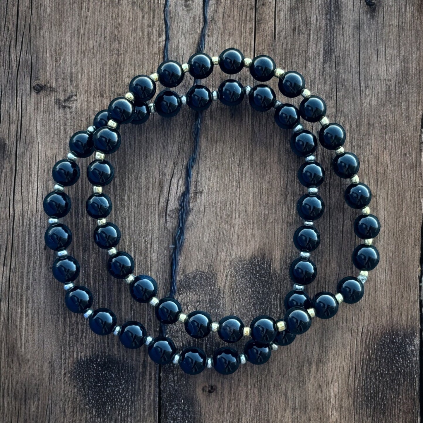 Onyx 6mm Beaded Stretch Bracelet