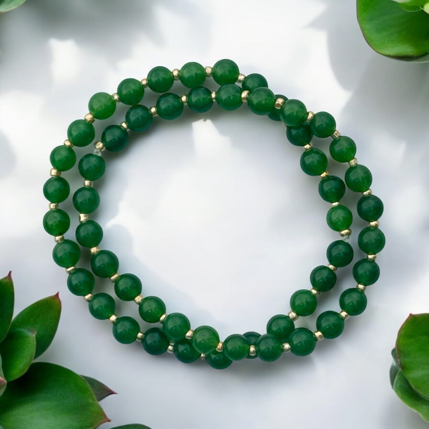 Jade 6mm Beaded Stretch Bracelet