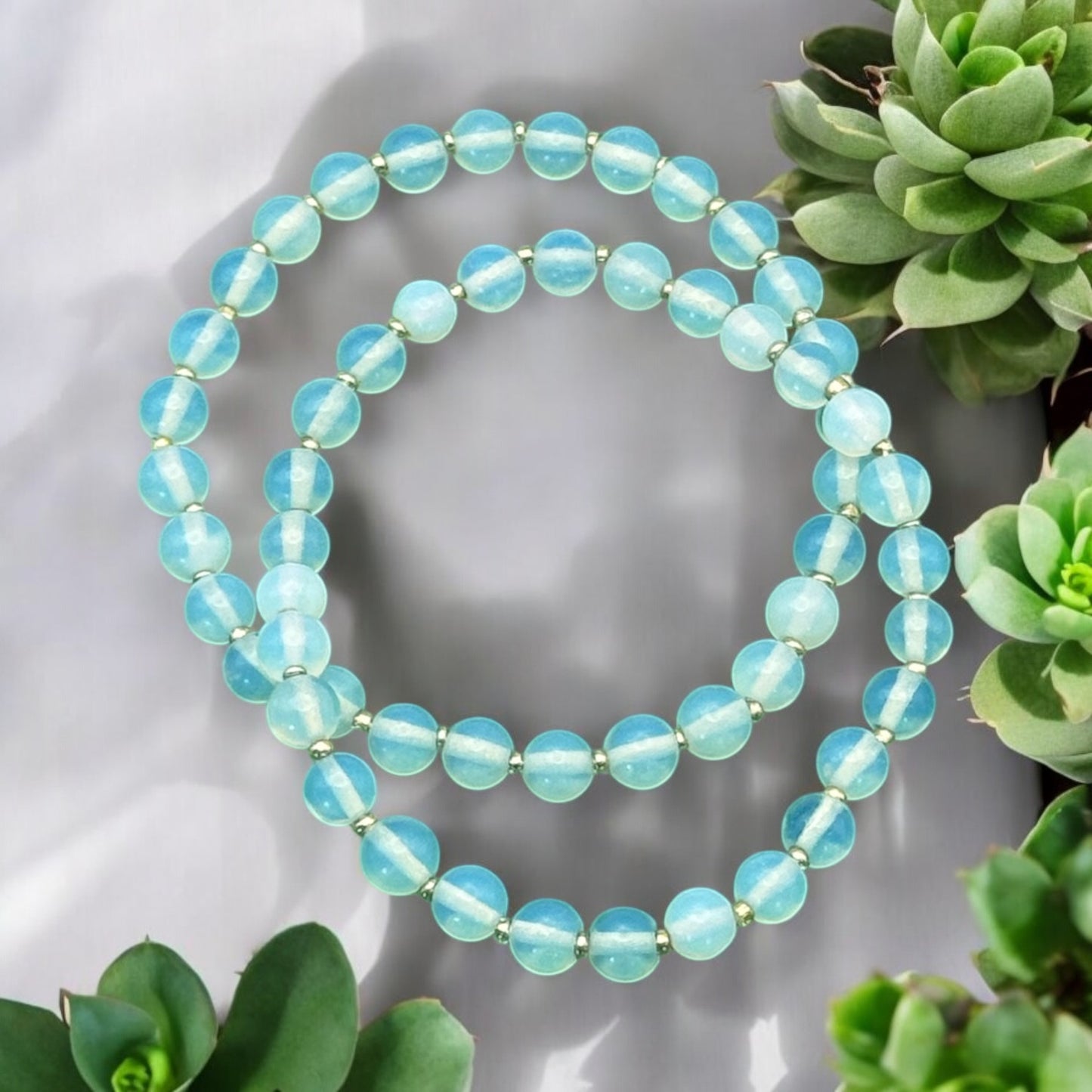 Opalite 6mm Beaded Stretch Bracelet