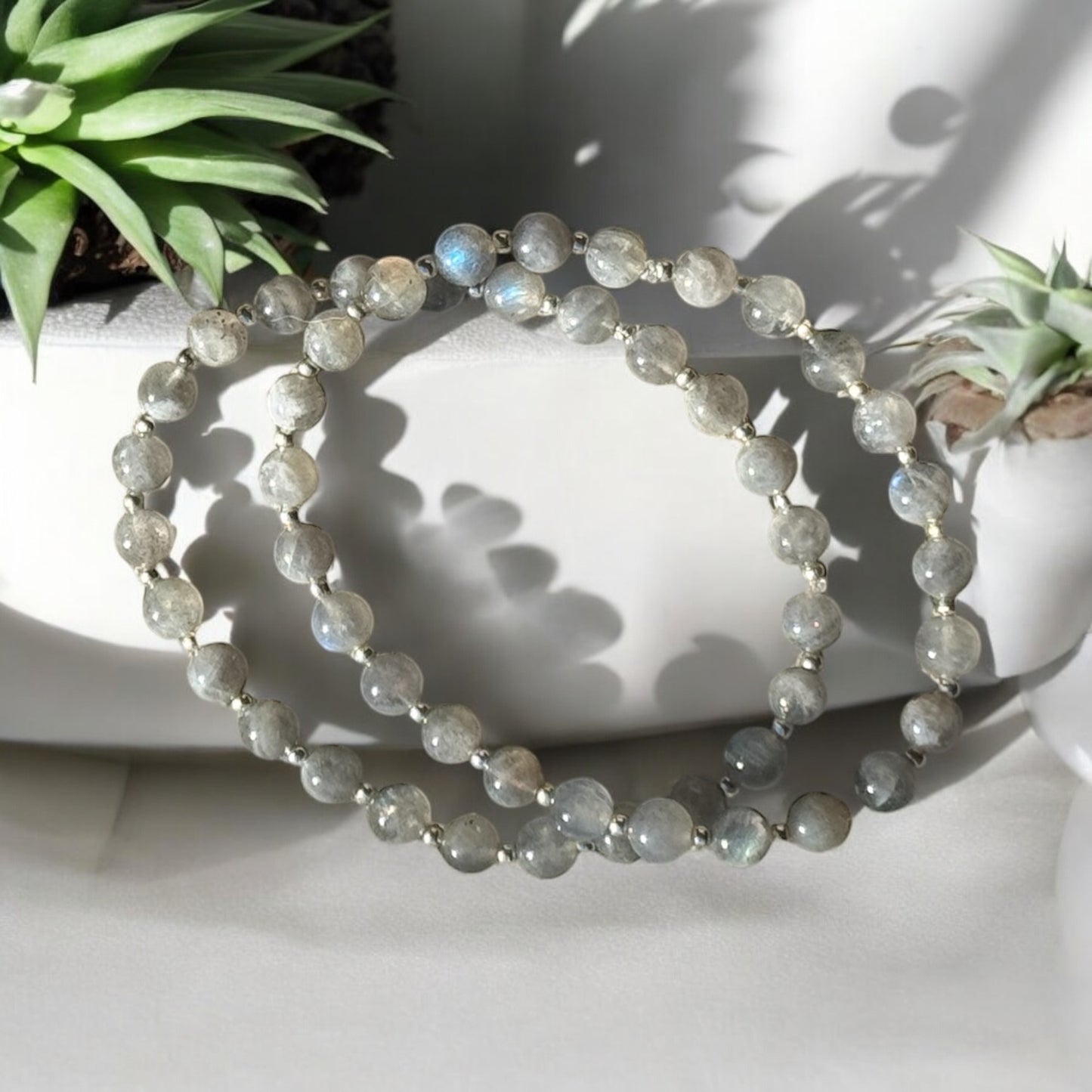 Natural Labradorite 6mm Beaded Stretch Bracelet