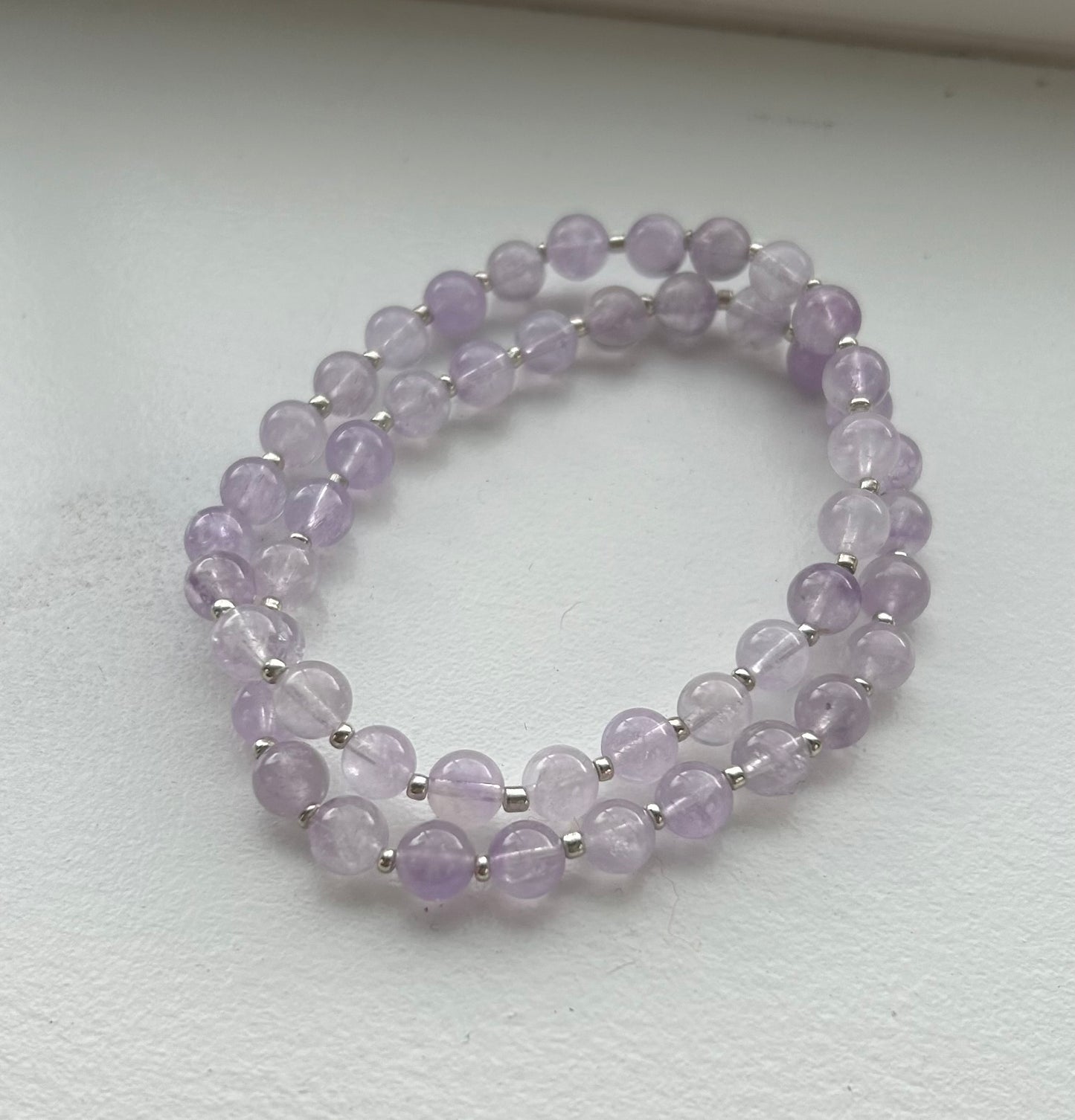Light Amethyst 6mm Beaded Stretch Bracelet