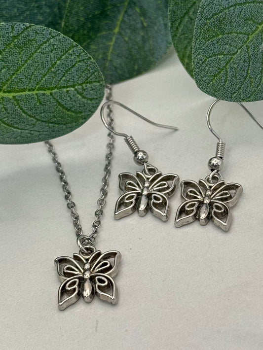 Butterfly Necklace and Earring Set