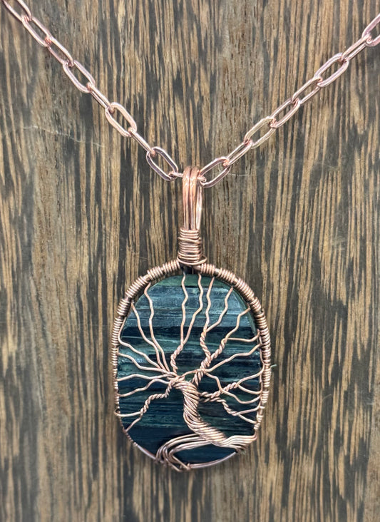 Copper Wire Wrapped Tree of Life around Black Tourmaline