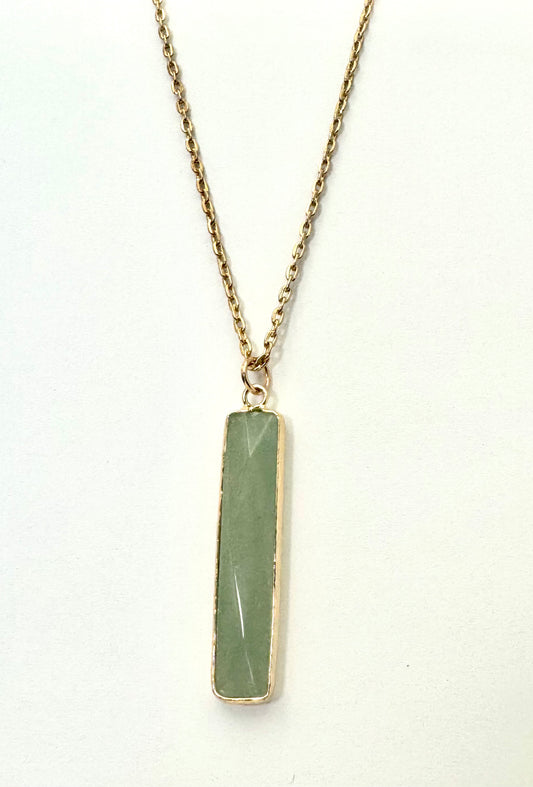 Green Aventurine Rectangle Pendant Necklace