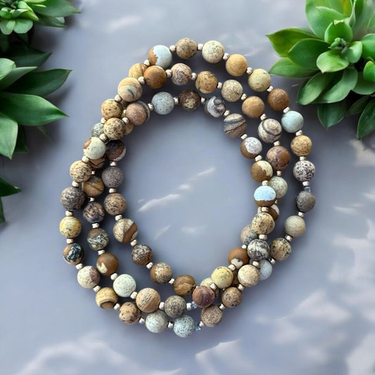 Picture Jasper 6mm Beaded Stretch Bracelet