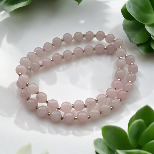 Rose Quartz 6mm Beaded Stretch Bracelet
