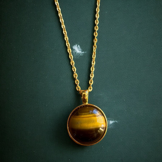 Round Tiger’s Eye Pendant Necklace